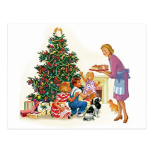 Vintage Xmas Mom & Kids Postcards