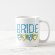 Vintage Yellow and Blue Sporty Bride 2012 Coffee Mugs