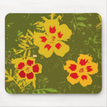 Vintage Yellow and Red Flowers Mousepad