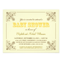 Vintage Yellow Baby Shower Invitation