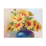 Vintage Yellow Flowers in Blue Vase Postcard