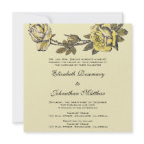 Vintage Yellow Garden Rose Wreath Personalized Invites