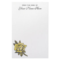 Vintage Yellow Garden Rose Wreath Stationery Paper