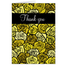 Vintage Yellow roses Thank You Card