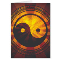 Vintage Yin Yang Symbol Print Greeting Cards