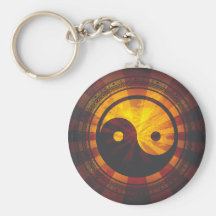 Vintage Yin Yang Symbol Print Key Chain