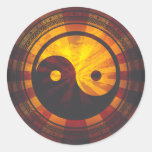 Vintage Yin Yang Symbol Print Round Stickers