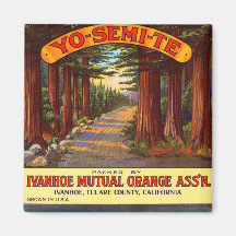 Vintage Yo-Semi-Te Orange Label Fridge Magnet