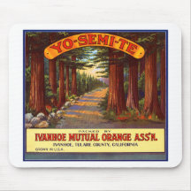 Vintage Yo-Semi-Te Orange Label Mouse Pads