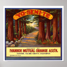 Vintage Yo-Semi-Te Orange Label Posters