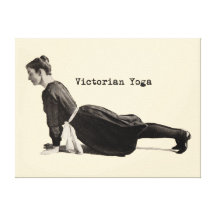 Vintage Yoga Woman Doing Upward Facing Dog Pose Stretched Canvas Prints