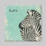 Vintage Zebra Blue Personalized Magnet magnets
