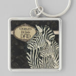 Vintage Zebras  Best Dad Keychain keychains