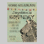 Vintage Zebras Stars Birthday Invitation invitations
