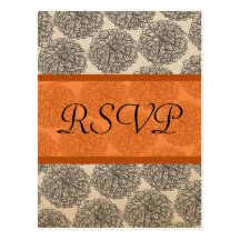 Vintage Zinnia RSVP Postcard, Tangerine