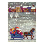 Vintge Santa Claus Sleigh Snow Christmas Party Personalized Announcement