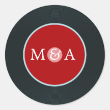 Vinyl Record Custom Wedding Round Sticker
