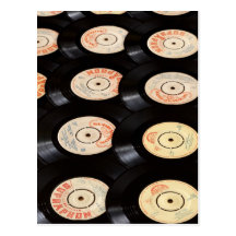 Vinyl Records Background Postcard