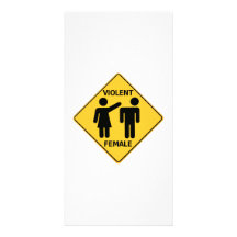 Violent Female Cartoon Sign Personalized Photo Card