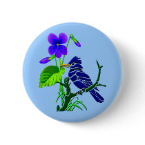 Violet and Blue Jay Pinback Buttons