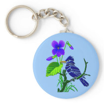 Violet and Blue Jay Keychain