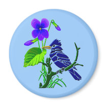 Violet and Blue Jay Fridge Magnet