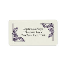 Violet Cream Scroll Address Label