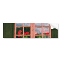 Violet Geraniums In The Window Of A Traditional Ho Bumper Stickers
