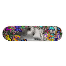 Violet in Butterflies – White Westie Dog Skateboard Deck