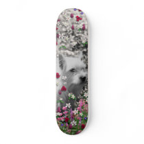 Violet in Flowers – White Westie in Blossoms Custom Skateboard