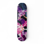 "Violet Iris" Floral Watercolor Design Skateboard