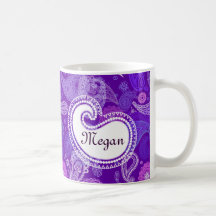 Violet paisley coffee mug