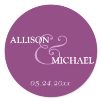 Violet purple custom ampersand wedding favour labe