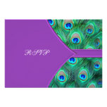 Violet Purple Peacock Wedding RSVP Personalized Invites