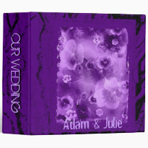 Violet romantic flower wedding or photo book 3 ring binder