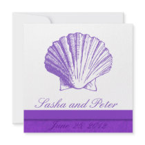 Violet Shell Beach Wedding Invitations