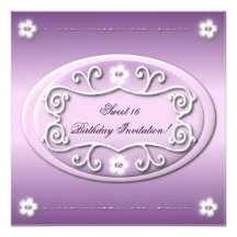 Violet Sweet 16 Birthday Invitation