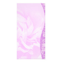 Violet swirls and floral design photo card template