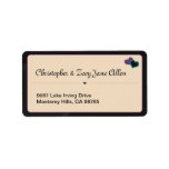 Violet & Teal Hearts White Address Label