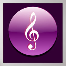 Violet Treble Clef Button Posters