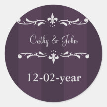 violet Wedding Monogram stickers