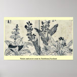 Violettes et arum de flèche par Tachibana, Yasukun Affiches