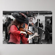 Violin and Accordion Player _ French festival Print