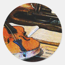 Violin and Bugle Round Stickers