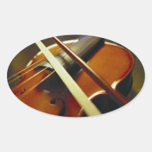 Violin & Bow Close-Up 1 Oval Stickers