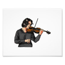 Violin female player grey shirt graphic art photo