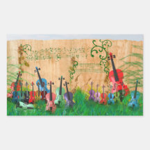 Violin Garden Rectangular Stickers
