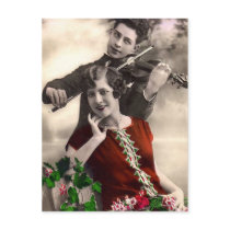 Violin Music Played by Vintage Musician Post Cards