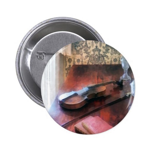 Violin on Credenza Pinback Buttons