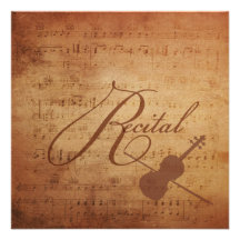Violin Recital Antique Sheet Music Invitations